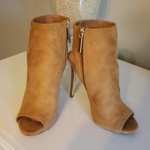 Tan Suede peep toe Bootie